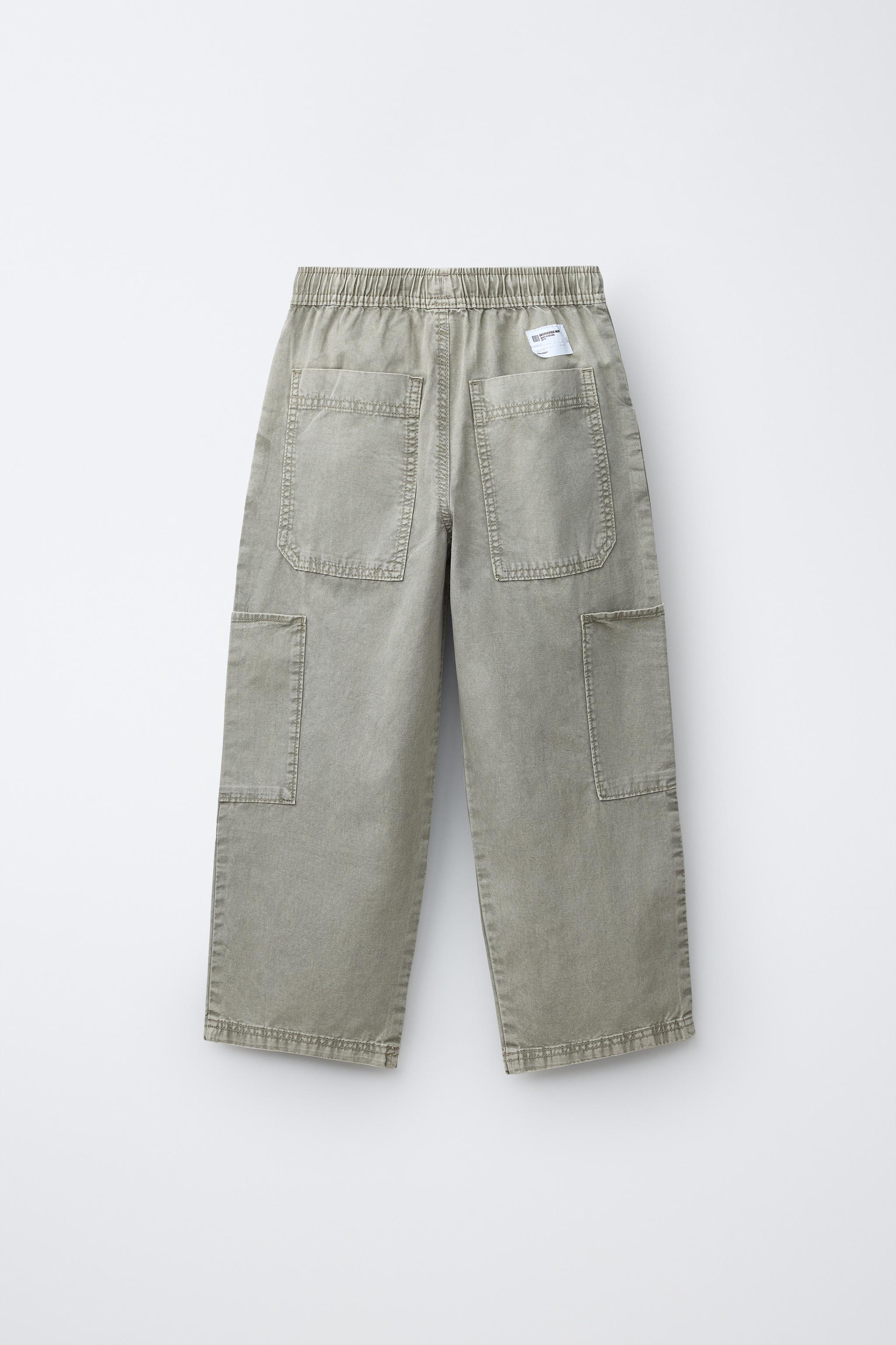 PANTALON BAGGY EFFET DÉLAVÉ EN COTON ET LIN